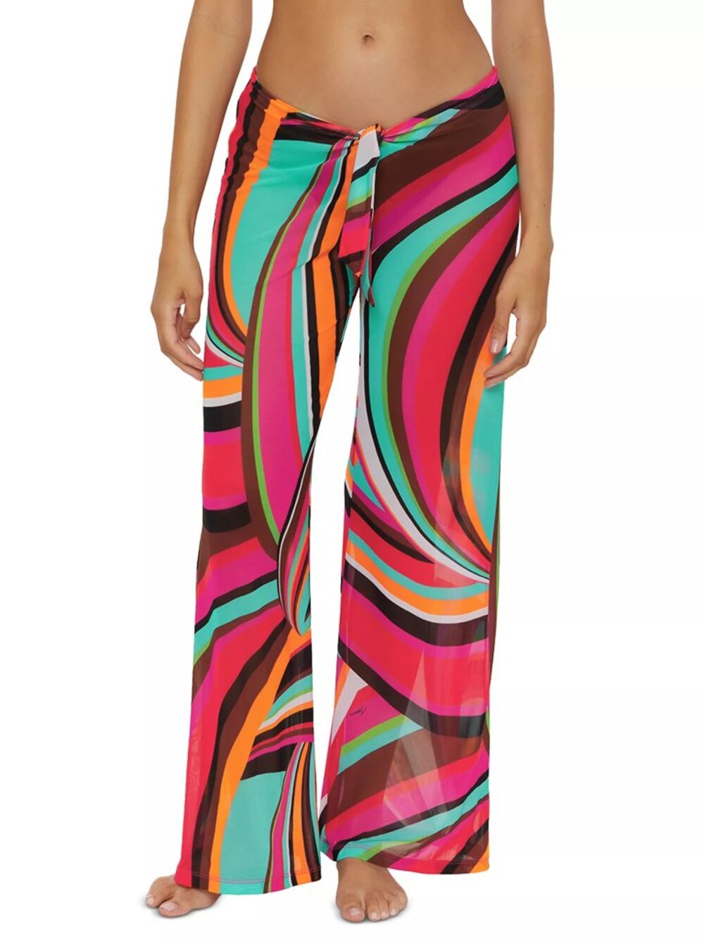 Trina Turk Women's Swoop Print Mesh Tie-Front Cover-Up Pants